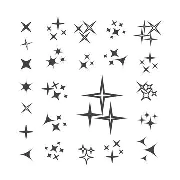 Sparkles icon set. Star element. Sparkle lights vector Stock Illustration