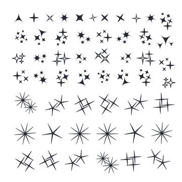 Sparkles icon set. Star element. Sparkle lights vector Stock Illustration