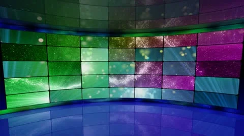 Sparkles on screens in virtual studio background loop Stock Footage