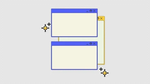 Sparkles shine layered pixel art pop-up windows UI overlay animation Stock Footage 333309027