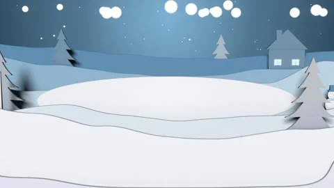 Sparkles starting oval growing in paper-cut night creating festive snowy mood Stockbeeldmateriaal 340268324