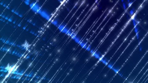 A sparkling 3d rendering of white rays rushing diagonally in a parallel way.  Stock Illustration