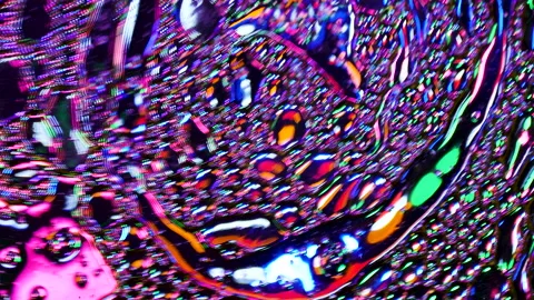 Sparkling abstract background. Psychedelic swirls, oil bubbles. Rainbow gradient Stock Footage 152847153