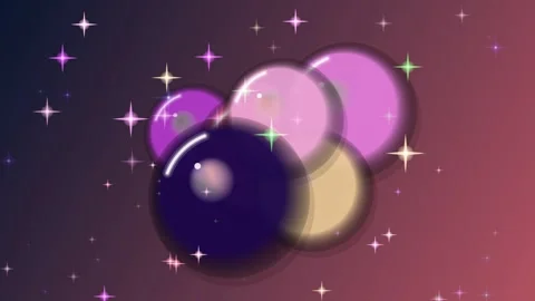 Sparkling Abstract Bubbles Cluster with Twinkling Stars on Gradient Backgroun Stock Footage 332493494