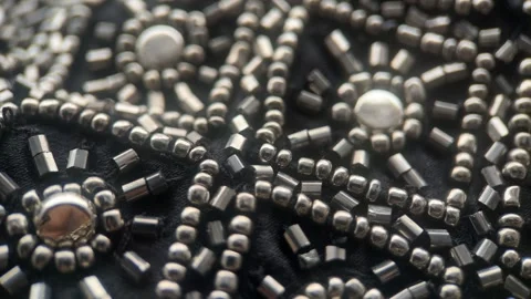Sparkling Beaded Stitched Texture Fabric, Slider Shot Stock Footage 295436048