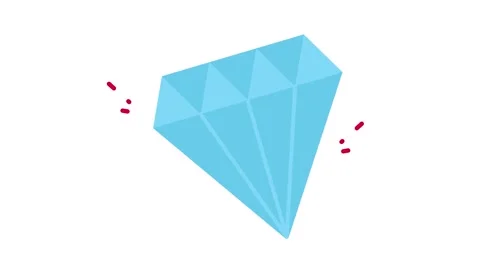Sparkling Blue Diamond Vector Icon on White Background for Premium Birthday Gift Stock Footage 345826484