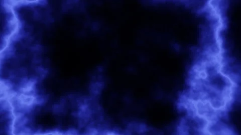 Sparkling blue lightning bolt on black background Stock Footage 282362399