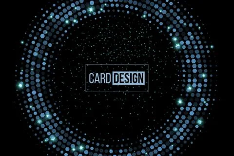 Sparkling blue ring isolated on black background. Vector banner, poster or card Stock Illustration