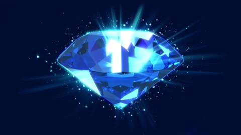 Sparkling blue round cut diamond rotating - Seamless loop 3D animation Stock Footage 140846760