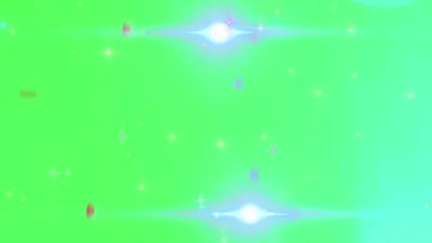 Sparkling bright light flares and stars on a vibrant green background with Stock Footage 340610968