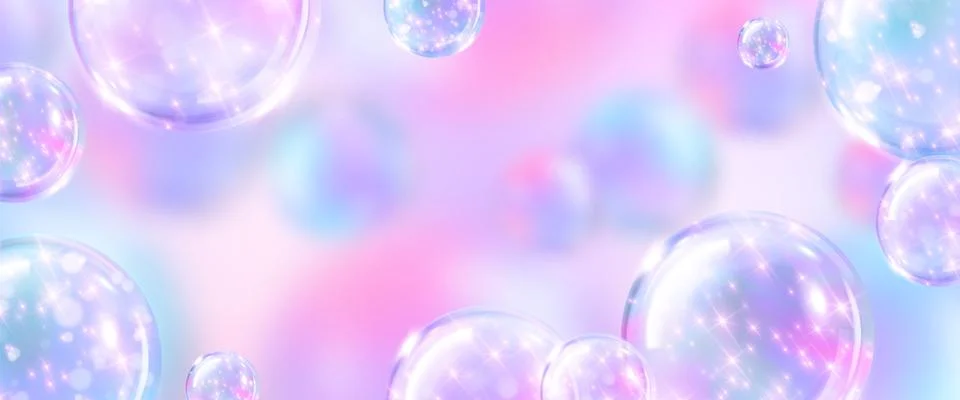 Sparkling bubble background on pastel gradient Stock Illustration