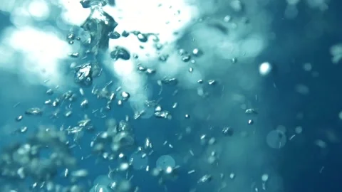 Sparkling Bubbles close up at deep olympic swimming pool Stock Footage