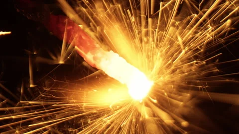 Sparkling candle burns in the dark Stock Footage 294719382