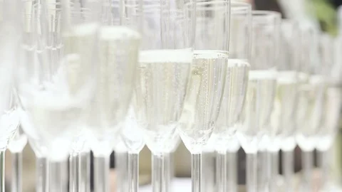 Sparkling champagne glasses Stock Footage 86062619