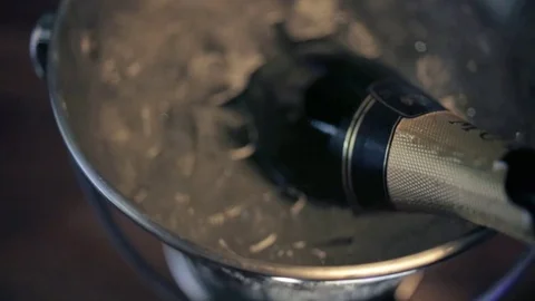 Sparkling champagne with ice Video stock 71454164