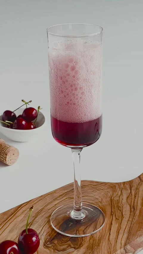 Sparkling Cherry Cocktail Stock Footage
