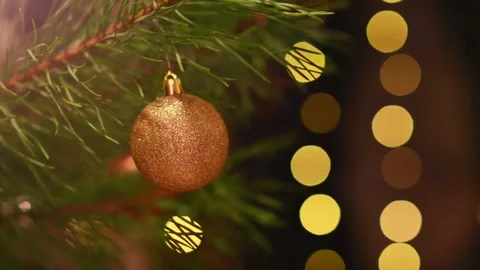 Sparkling Christmas Ornament Loop with Twinkling Bokeh Lights Stockbeeldmateriaal 344405208