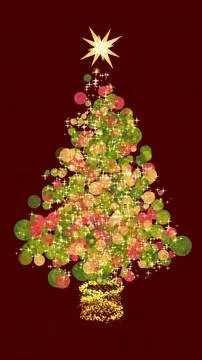 Sparkling Christmas tree on deep red background Stock Illustration
