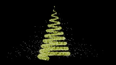 Sparkling christmas tree glow with floating golden particles in dark background Stock Footage 321009001