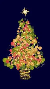 Sparkling Christmas tree on navy background Stock Illustration