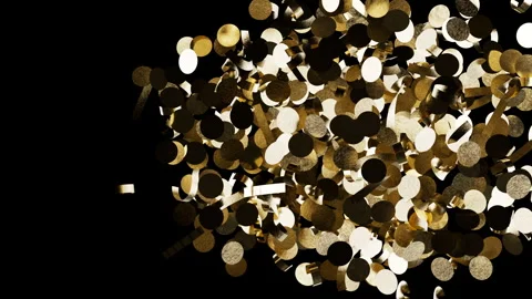 Sparkling circular metallic elements floating across an empty deep space Видео 342133000