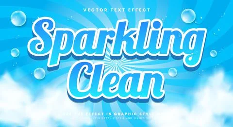 Sparkling Clean editable text effect Template Stock Illustration