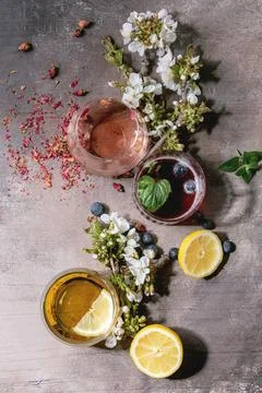 Sparkling colorful drinks Stock Photos