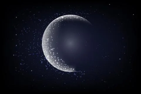 Sparkling Crescent Moon. Stock Illustration