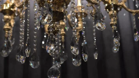 Sparkling crystal chandelier with shimmering reflections. Stock Footage 339025317