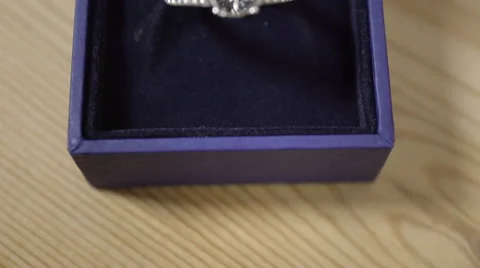 Sparkling crystal chaton silver ring. 4K UHD. Stock Footage 51669563