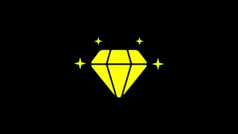 Sparkling diamond animation with yellow shiny jewelry icon moving on isolat.. Stock Footage 329145120