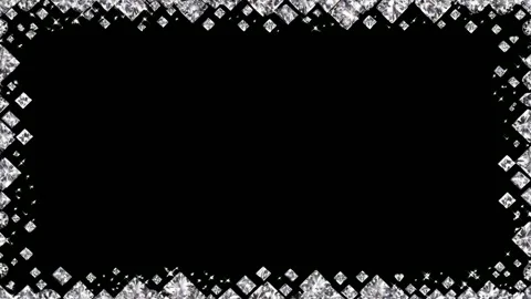 Sparkling diamond border frame with black center, copy space text overlay, .. Video stock 342043242