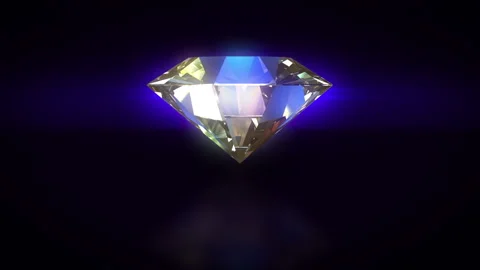 Sparkling Diamond Over Blue Background - 3D Illustration - Seamless Loop Stock Footage 148254693