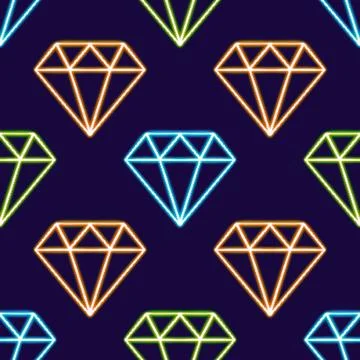 Sparkling Diamond Patterns. glowing desktop icon, neon sticker, neon figure Illustrazione stock