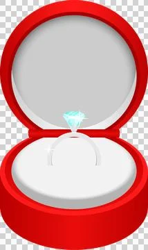 A sparkling diamond ring sits nestled in a bright red ring box, ready for a.. Stock Illustration
