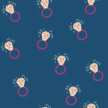 Sparkling diamond rings seamless repeat pattern. Engagement ring background.  Stock Illustration