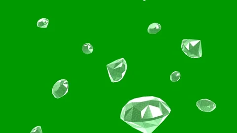Sparkling diamonds falling through the air on a green screen. 4K Video stock 344845563
