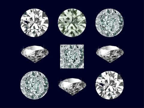 Sparkling  diamonds set of nine Stock Illustration