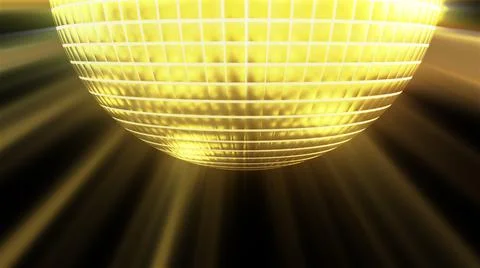 Sparkling disco ball and many golden coins, computer generated. 3d rendering Stock Illustration