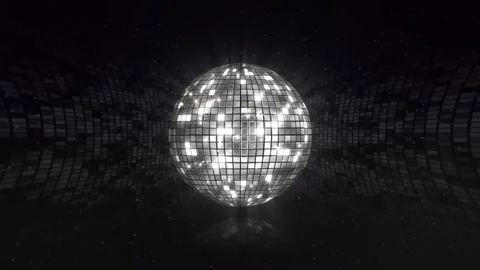Sparkling disco ball. Concept of night party. disco ball nightclub. Mirrored glo Stock Footage 341889512