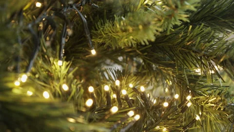 Sparkling dot lights on Christmas tree 4K video Stock-Footage 145222293