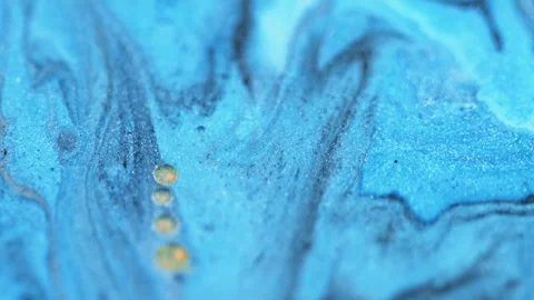 Sparkling dye paint flow blue black glitter drip Video stock 278173863