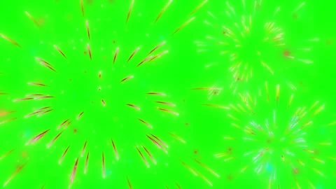 Sparkling fireworks explode on green screen background Video stock 336940769