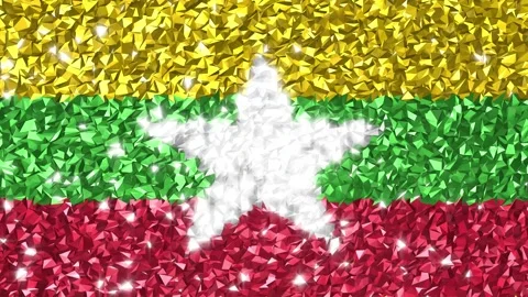 Sparkling Flag Myanmar 4K Stock Footage 291895674