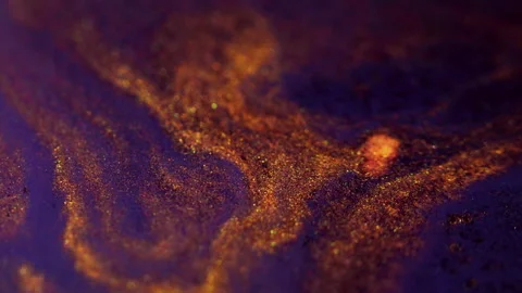 Sparkling fluid spill shiny splash blue golden mix Video stock 281507193