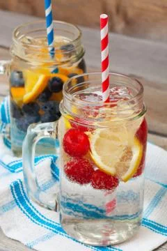 Sparkling fruit drinks Stock Photos