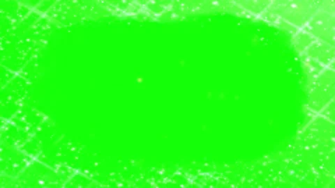Sparkling glitter frame overlay with magical glowing particles on a green Video stock 337465407