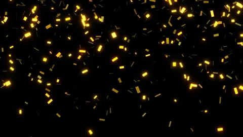 Sparkling gold confetti falling on black background Stock Footage 336023510