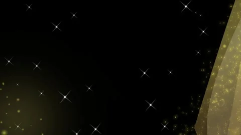 Sparkling Gold Dust Particles and Star Overlay on Black Background Stock Footage 340036420