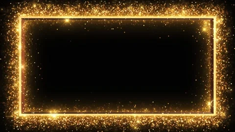 Sparkling Gold Rectangle Border for Luxury Titles Stock Footage 341369207